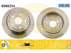 GIRLING 6060294 stabdžių diskas 
 Dviratė transporto priemonės -> Stabdžių sistema -> Stabdžių diskai / priedai
052060147AA, 52060147AA, 052060147AA