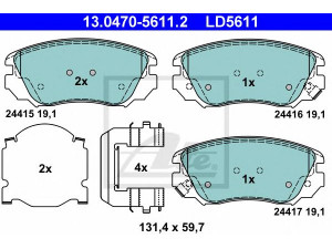 ATE 13.0470-5611.2 stabdžių trinkelių rinkinys, diskinis stabdys 
 Techninės priežiūros dalys -> Papildomas remontas
13237750, 16 05 236, 16 05 624