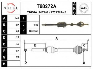 EAI T98272A kardaninis velenas 
 Ratų pavara -> Kardaninis velenas
391002F210
