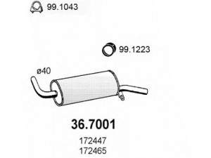 ASSO 36.7001 galinis duslintuvas 
 Išmetimo sistema -> Duslintuvas
172447, 172465
