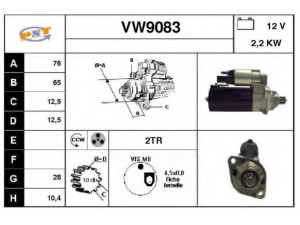 SNRA VW9083 starteris 
 Elektros įranga -> Starterio sistema -> Starteris
02M911023Q