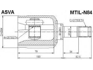 ASVA MTIL-N84 jungčių komplektas, kardaninis velenas 
 Ratų pavara -> Sujungimai/komplektas
MN171195, MR339371