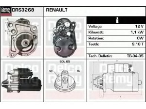 DELCO REMY DRS3268 starteris 
 Elektros įranga -> Starterio sistema -> Starteris
7700854955, 7700871057, 7701351390