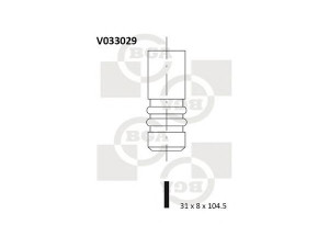 BGA V033029 išleidimo vožtuvas 
 Variklis -> Variklio uždegimo laiko reguliavimo kontrolė -> Vožtuvų eilė -> Vožtuvai/dalys
068109611C, 1328089-6, 1328148-0