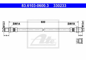 ATE 83.6103-0600.3 stabdžių žarnelė
90 810 526 183, 0609741, 2966 133 M1