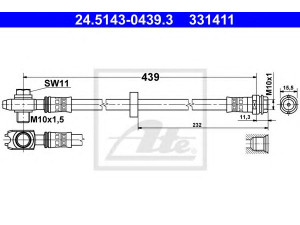 ATE 24.5143-0439.3 stabdžių žarnelė 
 Stabdžių sistema -> Stabdžių žarnelės
1J0 611 701, 1J0 611 701 L, 1J0 611 701 N