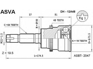 ASVA DH-12A48 jungčių komplektas, kardaninis velenas 
 Ratų pavara -> Sujungimai/komplektas
43410-87402, 43420-87402, 43410-87406