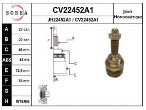 EAI CV22452A1K jungčių komplektas, kardaninis velenas 
 Ratų pavara -> Sujungimai/komplektas