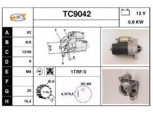 SNRA TC9042 starteris 
 Elektros įranga -> Starterio sistema -> Starteris
M3T40371, 5802M9, 95624960, 96052193