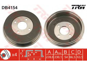 TRW DB4154 stabdžių būgnas 
 Stabdžių sistema -> Būgninis stabdys -> Stabdžių būgnas
1027371, 6710010, 93BB1126CA, 93BB1126HA