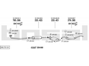BOSAL 090.701.91 išmetimo sistema 
 Išmetimo sistema -> Išmetimo sistema, visa