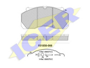 ICER 151858-066 stabdžių trinkelių rinkinys, diskinis stabdys
299 2669, 299 5552, 254625