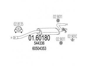 MTS 01.60180 galinis duslintuvas 
 Išmetimo sistema -> Duslintuvas
544336, 60504353, 60504365, 60537120