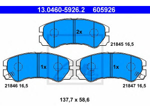 ATE 13.0460-5926.2 stabdžių trinkelių rinkinys, diskinis stabdys 
 Techninės priežiūros dalys -> Papildomas remontas
97047526, 16 05 017, 16 05 848