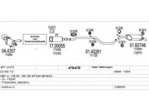 MTS C260815018003 išmetimo sistema 
 Išmetimo sistema -> Išmetimo sistema, visa