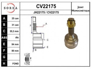 EAI CV22175K jungčių komplektas, kardaninis velenas 
 Ratų pavara -> Sujungimai/komplektas