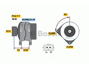 BOSCH 0 123 510 053 kintamosios srovės generatorius 
 Elektros įranga -> Kint. sr. generatorius/dalys -> Kintamosios srovės generatorius
1516420R, 95VW 10300 KB, 021 903 025 G