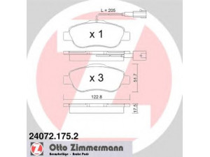 ZIMMERMANN 24072.175.2 stabdžių trinkelių rinkinys, diskinis stabdys 
 Techninės priežiūros dalys -> Papildomas remontas
77364636, 1 559 697, 9S512K021A
