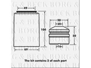 BORG & BECK BPK7028 apsauginio dangtelio komplektas, amortizatorius