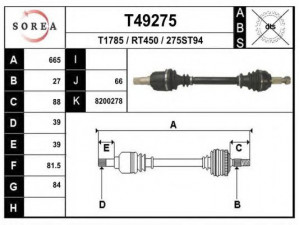 EAI T49275 kardaninis velenas 
 Ratų pavara -> Kardaninis velenas
8200278602