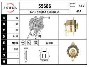 EAI 55686 kintamosios srovės generatorius 
 Elektros įranga -> Kint. sr. generatorius/dalys -> Kintamosios srovės generatorius
2702087212, 2702087216