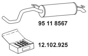 EBERSPÄCHER 95 11 8567 galinis duslintuvas 
 Išmetimo sistema -> Duslintuvas
1J6.253.609 AF, 1J6.253.609 AK