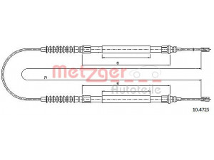 METZGER 10.4725 trosas, stovėjimo stabdys 
 Stabdžių sistema -> Valdymo svirtys/trosai
4745.V4, 4745.W5, 1339 394 080