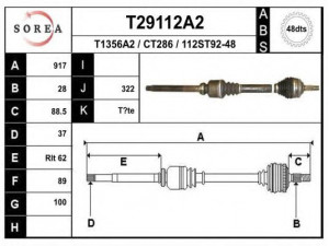 EAI T29112A2 kardaninis velenas 
 Ratų pavara -> Kardaninis velenas
32731T