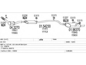 MTS C260280006186 išmetimo sistema 
 Išmetimo sistema -> Išmetimo sistema, visa