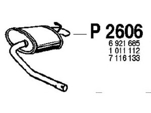 FENNO P2606 galinis duslintuvas 
 Išmetimo sistema -> Duslintuvas
1011112, 6921685, 7116133