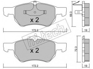 fri.tech. 539.0 stabdžių trinkelių rinkinys, diskinis stabdys 
 Techninės priežiūros dalys -> Papildomas remontas
0 5015 365AA, 0 5072 216AA, 5072 216AA
