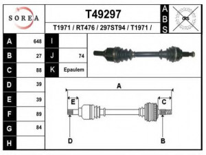 EAI T49297 kardaninis velenas 
 Ratų pavara -> Kardaninis velenas
8200674877