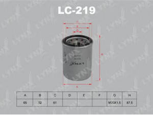 LYNXauto LC-219 alyvos filtras 
 Techninės priežiūros dalys -> Techninės priežiūros intervalai
5-86121-591-0, 5-86122-863-0, 15208-31U00