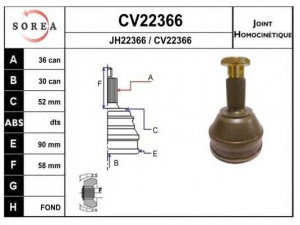EAI CV22366K jungčių komplektas, kardaninis velenas 
 Ratų pavara -> Sujungimai/komplektas