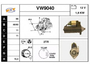 SNRA VW9040 starteris 
 Elektros įranga -> Starterio sistema -> Starteris
085911023A
