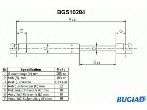 BUGIAD BGS10284 dujinė spyruoklė, bagažinė 
 Priedai -> Bagažinė/pakrovimo skyrius
7920058732, 862215