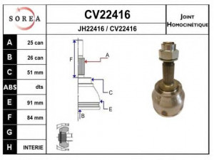 EAI CV22416K jungčių komplektas, kardaninis velenas 
 Ratų pavara -> Sujungimai/komplektas