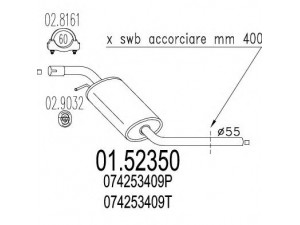 MTS 01.52350 vidurinis duslintuvas 
 Išmetimo sistema -> Duslintuvas
074253409P, 074253409R, 074253409S