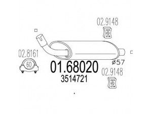 MTS 01.68020 galinis duslintuvas 
 Išmetimo sistema -> Duslintuvas
3514721