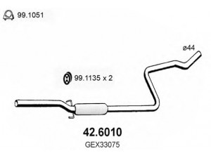 ASSO 42.6010 vidurinis duslintuvas 
 Išmetimo sistema -> Duslintuvas
DBP7864, GEX33075, GEX33204