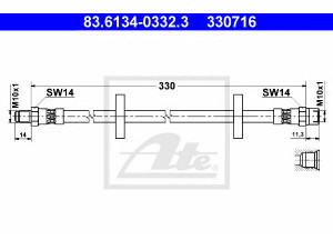 ATE 83.6134-0332.3 stabdžių žarnelė 
 Stabdžių sistema -> Stabdžių žarnelės
431 611 707 A, 433 611 707, 443 611 707