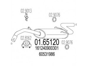 MTS 01.65120 galinis duslintuvas 
 Išmetimo sistema -> Duslintuvas
161240900301, 161440900302, 60531076