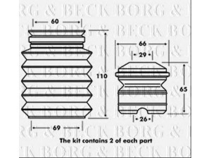 BORG & BECK BPK7010 apsauginio dangtelio komplektas, amortizatorius