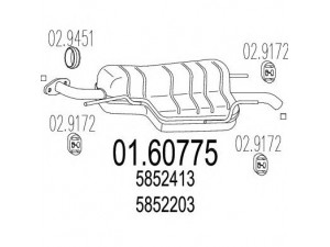 MTS 01.60775 galinis duslintuvas 
 Išmetimo sistema -> Duslintuvas
5852203, 5852413