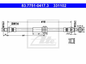 ATE 83.7751-0417.3 stabdžių žarnelė 
 Stabdžių sistema -> Stabdžių žarnelės
34 30 6 772 556, 34 30 6 781 667