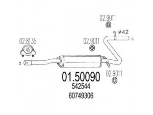 MTS 01.50090 vidurinis duslintuvas 
 Išmetimo sistema -> Duslintuvas
542544, 60537136, 60749306