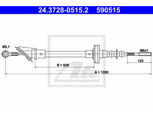 ATE 24.3728-0515.2 sankabos trosas 
 Dviratė transporto priemonės -> Kabeliai ir tachometro velenaai -> Sankabos trosas
2150 55, ZF 04 460 471, 7724708