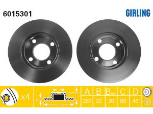 GIRLING 6015301 stabdžių diskas 
 Stabdžių sistema -> Diskinis stabdys -> Stabdžių diskas
431615301A, 431615301AV, 431615301AX