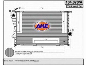 AHE 104.070/A radiatorius, variklio aušinimas 
 Aušinimo sistema -> Radiatorius/alyvos aušintuvas -> Radiatorius/dalys
17111436060