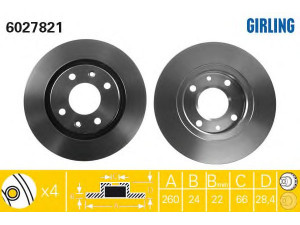 GIRLING 6027821 stabdžių diskas 
 Stabdžių sistema -> Diskinis stabdys -> Stabdžių diskas
4246L9